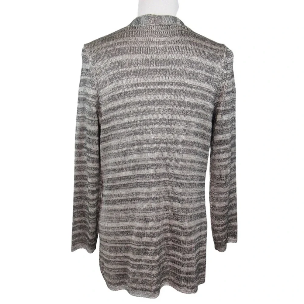 NIC+ZOE Silver & Black Open Front Knit Cardigan Women’s Size Medium